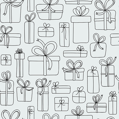Hand drawn presents seamless patterns. EPS10 vector illustration, global colors, easy to modify.