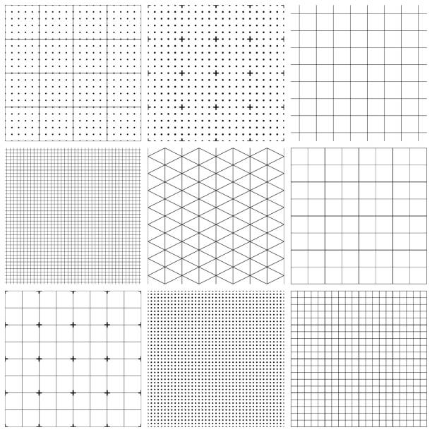 Seamless graph paper Set of graph paper. Vector seamless patterns. grid pattern stock illustrations
