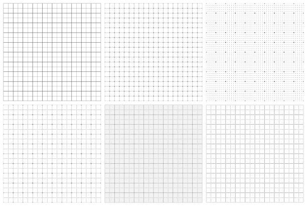 Seamless graph paper Set of graph paper. Gray grid seamless patterns. Vector geometric backgrounds. grid pattern stock illustrations