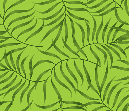 Seamless Green Fern Leaf Spring Summer Background Pattern