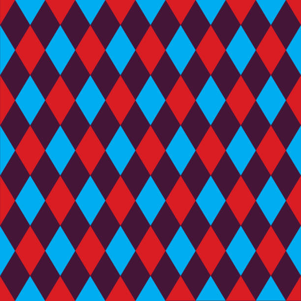 Seamless harlequin pattern background in red, blue and purple. Seamless harlequin pattern background in red, blue and purple. harlequin stock illustrations