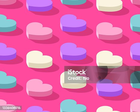 istock Seamless Hearts 3D Isometric Background Pattern 1336408016