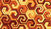 Seamless hexagonal pattern design tiles from top to bottom and left to right.