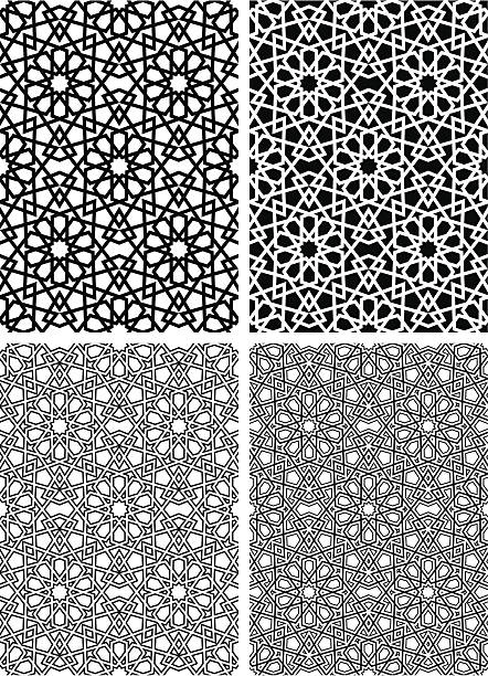 Seamless Islamic star pattern Exact seamless Islamic patterns. zip file contains AI, High res. jpeg & PNG coptic stock illustrations
