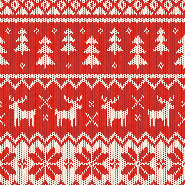 seamless knitted christmas pattern - 芬蘭拉普蘭區 幅插畫檔、美工圖案、卡通及圖標
