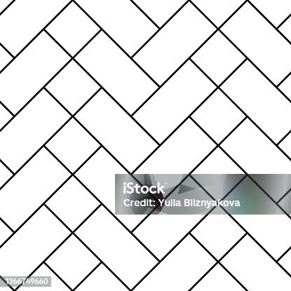 istock Seamless laying tiles pattern with herringbone offset. Vector illustration. 1366749660