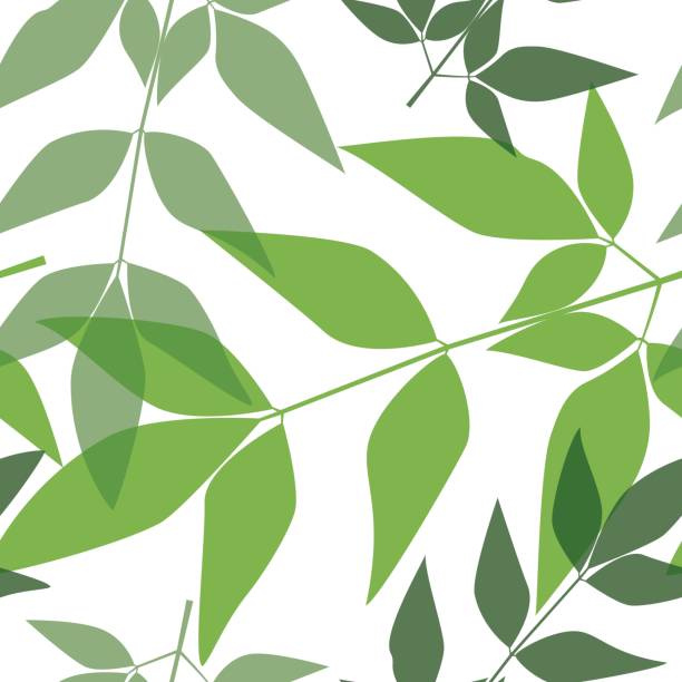 Seamless leaves pattern 8 vector art illustration