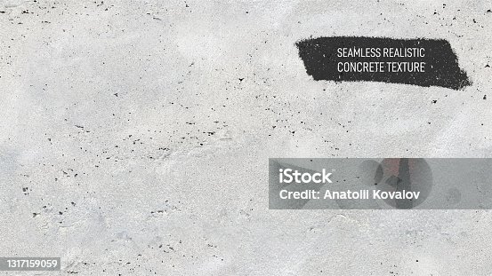 istock Seamless light gray concrete texture. Stone wall background. Horizontal grunge texture background with space for text or image. Realistic vector illustration. Isolated on white background. 1317159059