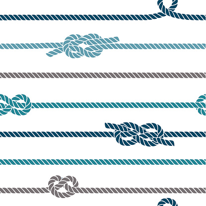 Seamless marine pattern, knots and rope