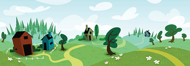 Seamless Meadow Scene - Summer vector art illustration