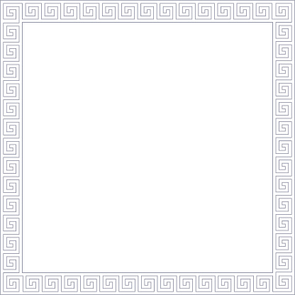 Seamless Meander Pattern Frame In Gray And White Color, Greek Key Pattern Background