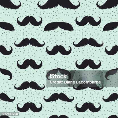 istock Seamless Men's Moustache Pattern Illustration on Blue Background 165900250
