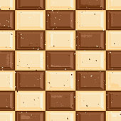 Seamless dark and white chocolate tablet checkers texture pattern background. Fully editable vector format