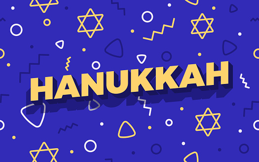 Seamless Modern Hanukkah 3D Text Background Abstract
