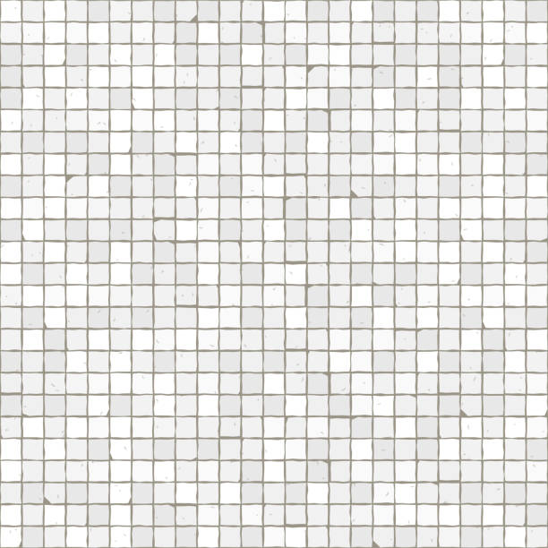 シームレスなモザイク床パターン。白い舗装石のタイル。 - タイル張りの床点のイラスト素材／クリップアート素材／マンガ素材／アイコン素材