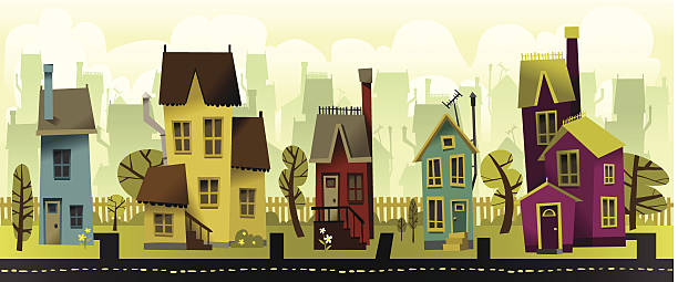 Seamless Neighborhood vector art illustration