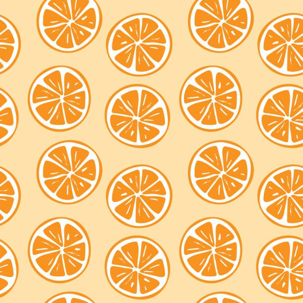 ilustrações de stock, clip art, desenhos animados e ícones de seamless orange slice pattern illustration - laranja
