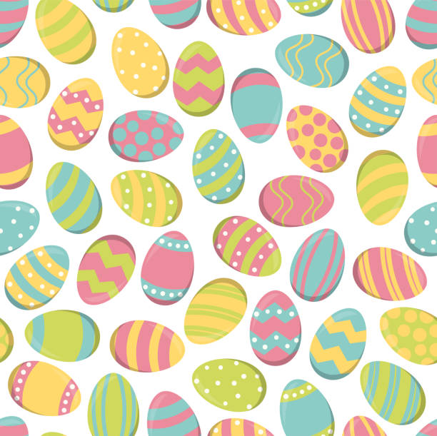 seamless painted easter eggs background eps vector illustration of seamless background of painted easter eggs with different colored pattern easter sunday stock illustrations