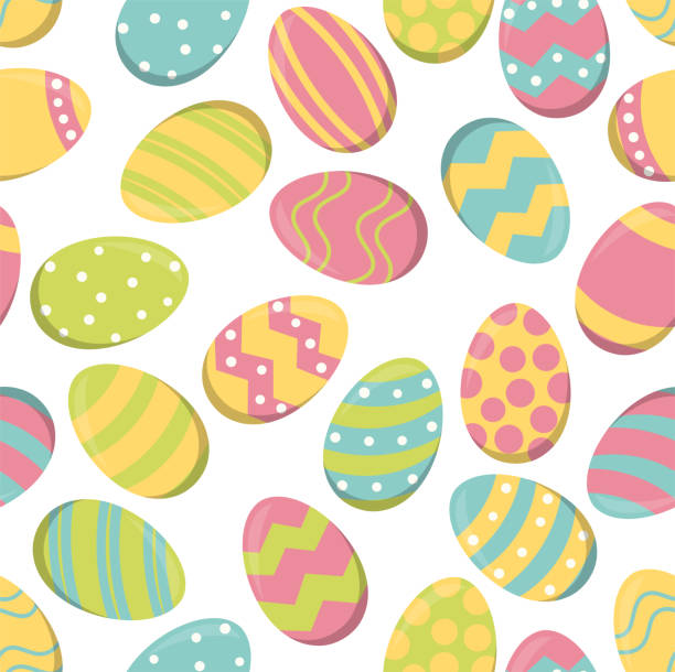 seamless painted easter eggs background eps vector illustration of seamless background of painted easter eggs with different colored pattern easter sunday stock illustrations