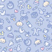 seamless background with hand drawn baby boy illustrations. just drop into your illustrator swatches and use as a tiled fill. more similar images: