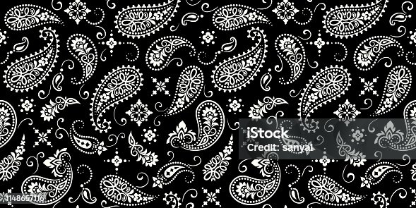 istock Seamless pattern based on ornament paisley Bandana Print. Vector ornament paisley Bandana Print. Silk neck scarf or kerchief square pattern design style, best motive for print on fabric or papper 1148657116