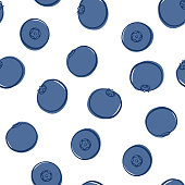 istock Seamless pattern - blueberry on a white background 1058534778