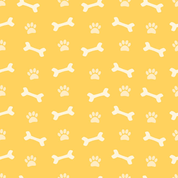 Seamless pattern. Bones and dog tracks. Bright cute seamless pattern. Bones and dog tracks. Endless vector background. dog backgrounds stock illustrations