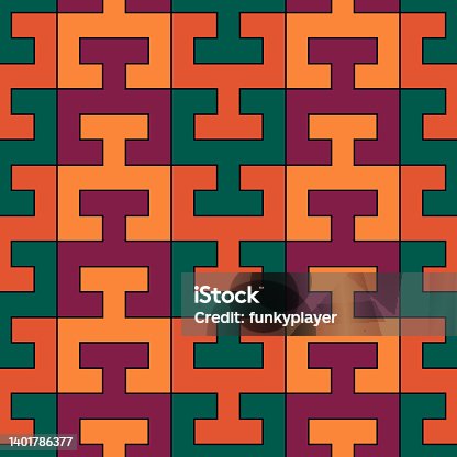 istock Seamless pattern. Chaine Femme tiles ornament. Oriental traditional ornamentation. Repeated sign shapes. Ancient mosaic wallpaper. Ethnic motif. Geometric digital paper. Textile print. Vector art 1401786377