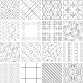 Vector illustration 16 line geometric seamless patterns
