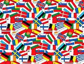 Seamless pattern European flags sketch style hand drawn vector doodle illustration