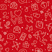 istock Seamless Pattern for st. Valentine's Day. Love outline icons set. 1361800591