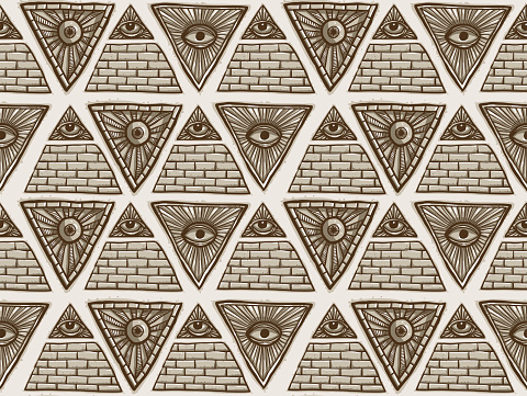 Seamless Pattern from Masonic symbols, gray