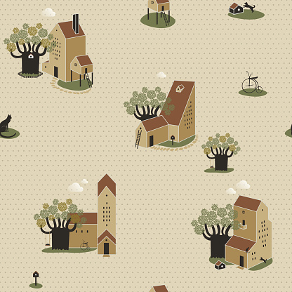 seamless pattern houses