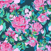 istock seamless pattern made of large roses 1216424878