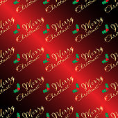 Seamless pattern Merry Christmas and a sprig of holly. Festive design template for wrapping paper.