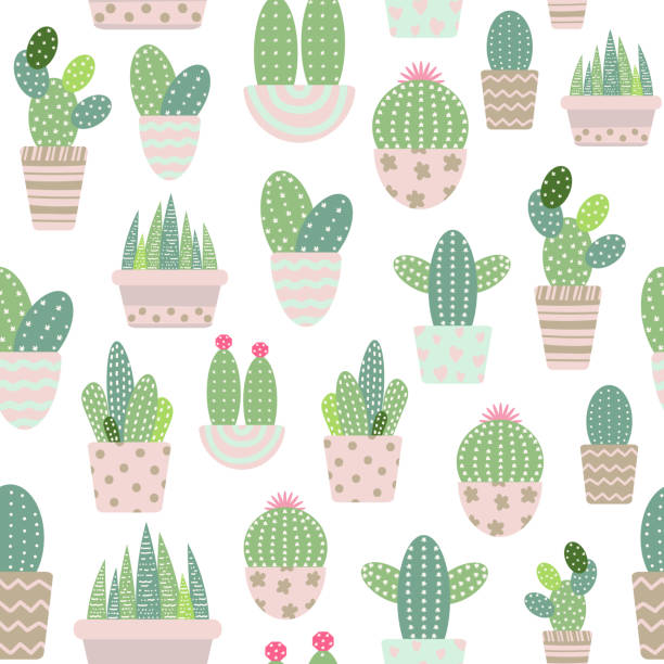 Seamless pattern of cactus, vector illustration Seamless pattern of cactus, vector illustration cactus backgrounds stock illustrations