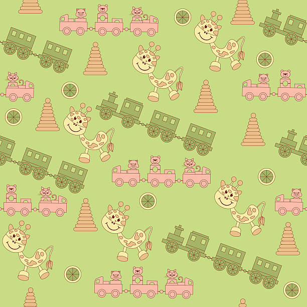 seamless pattern of children's toys. - teddy ray stock illustrations