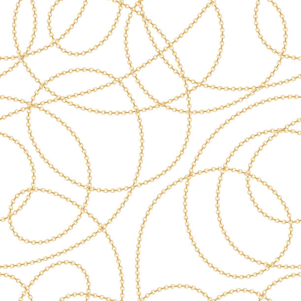 nahtloses muster von klassischen goldketten auf weißem hintergrund. mode-vektor-illustration - halskette stock-grafiken, -clipart, -cartoons und -symbole