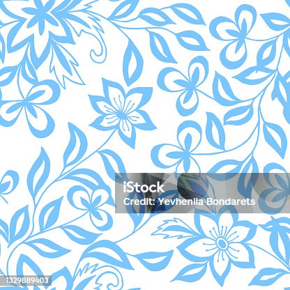 istock Seamless pattern of flowers. 1329889403