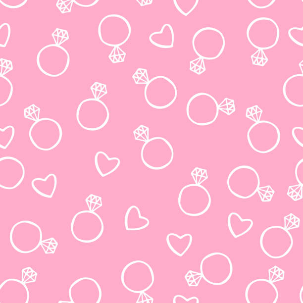 Seamless pattern of hand sketched diamond rings and hearts. Doodle wedding or bridal shower vector background. Easy to edit template for fabric, textile, wrapping paper, etc. Seamless pattern of hand sketched diamond rings and hearts. Doodle wedding or bridal shower vector background. Easy to edit template for fabric, textile, wrapping paper, etc. bride stock illustrations