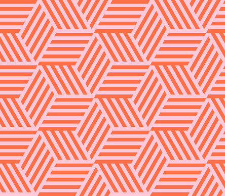 Seamless pattern of linear cube. Endless cubic background. Vector illustration.