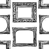 Seamless pattern of sketches various  painting frames.