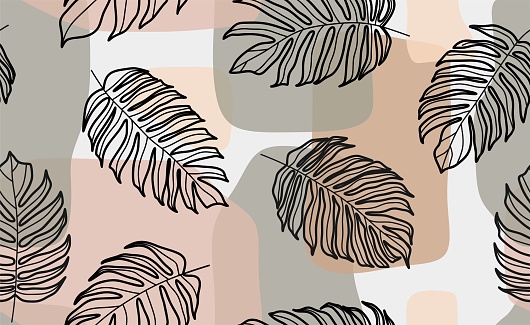 Seamless Pattern with Abstract Flower and leaf.