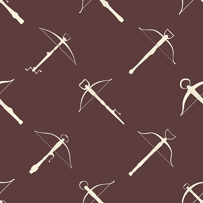 Seamless pattern with ancient Crossbows