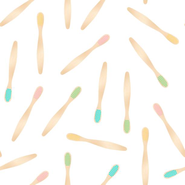 Seamless pattern with bamboo toorhbrush vector art illustration