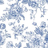 istock Seamless  pattern with bouquet of  flowers. 472994148