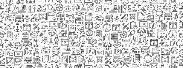 Seamless Pattern with Car Service Icons Seamless Pattern with Car Service Icons mechanic patterns stock illustrations