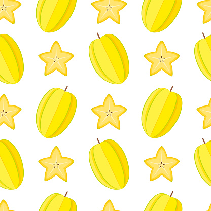 Seamless pattern with carambola (star fruit), vector illustration