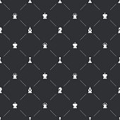 Dark seamless pattern with white chess icons for book endpaper