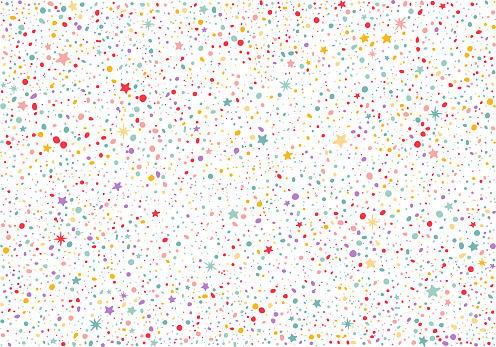 Seamless Pattern with Colorful Dots and Stars. Vector Party Background